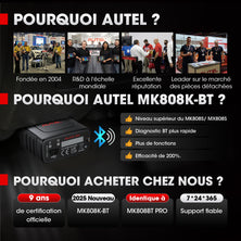 Skaner Autel MaxiCOM MK808K-BT: Identique à MK808BT Pro Valise Diagnostic Auto, 2025 Mise à Niveau MX808S MK808S, BT Ver. MX900, Fonction comme MK900-BT, Test Actif, Test de Batterie, Android 11